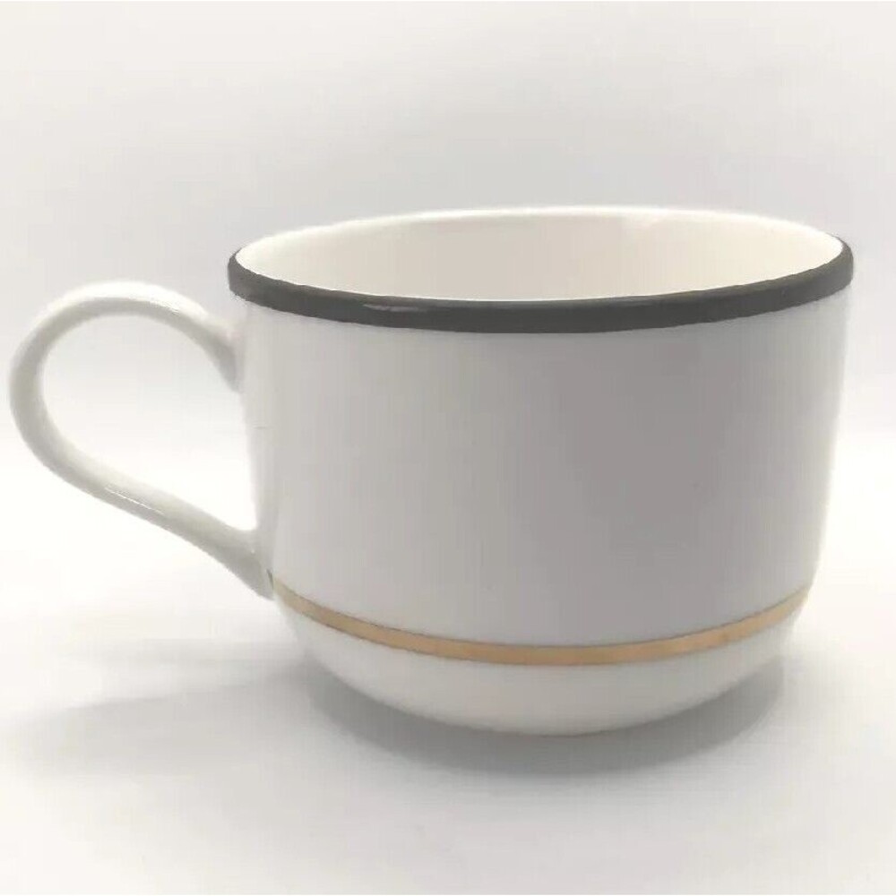 Kate Spade NY Lenox Make It Pop Teacup White Gold, Black Stripes Porcelain New
